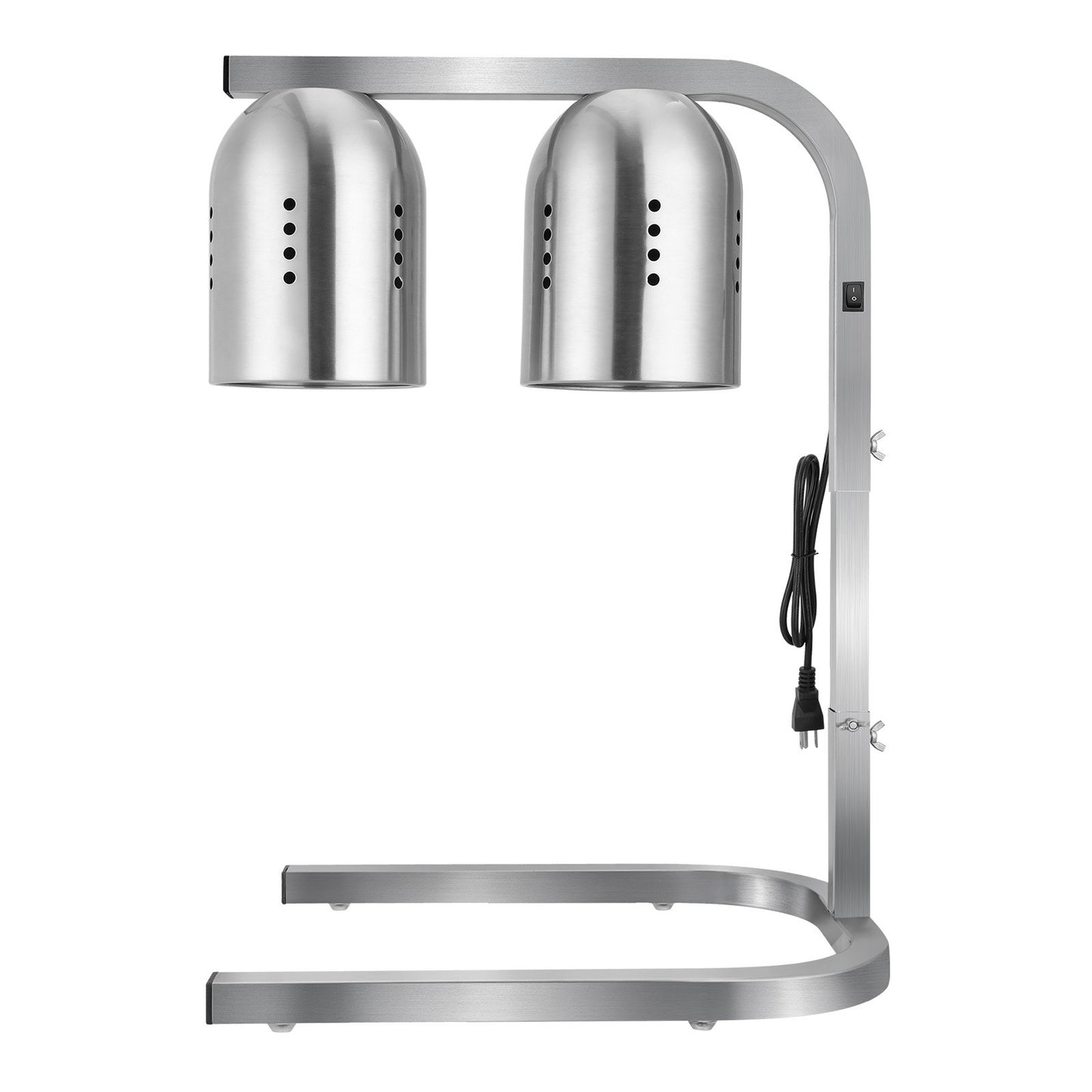 Food Heat Lamp, 500W Bulbs, Commercial Food Warmer Light, Electric Stainless Steel French Fry Heating Lamp, Free-standing, Catering Food Warming Equipment for Kitchen Buffet Restaurant, Silver