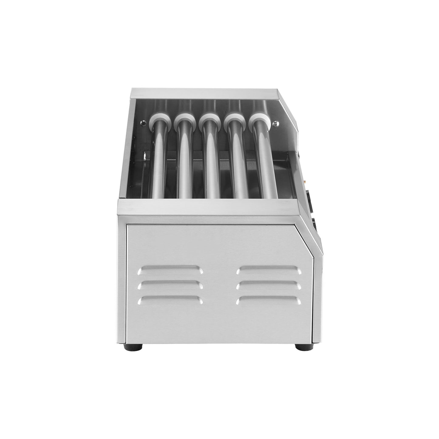 Hot Dog Roller, 12 Hot Dog 5 Rollers, Stainless Steel Sausage Grill Cooker, 750W Hot Dog Machine with Dual Temp Control, Removable Oil Drip Tray, for Party Home Commercial