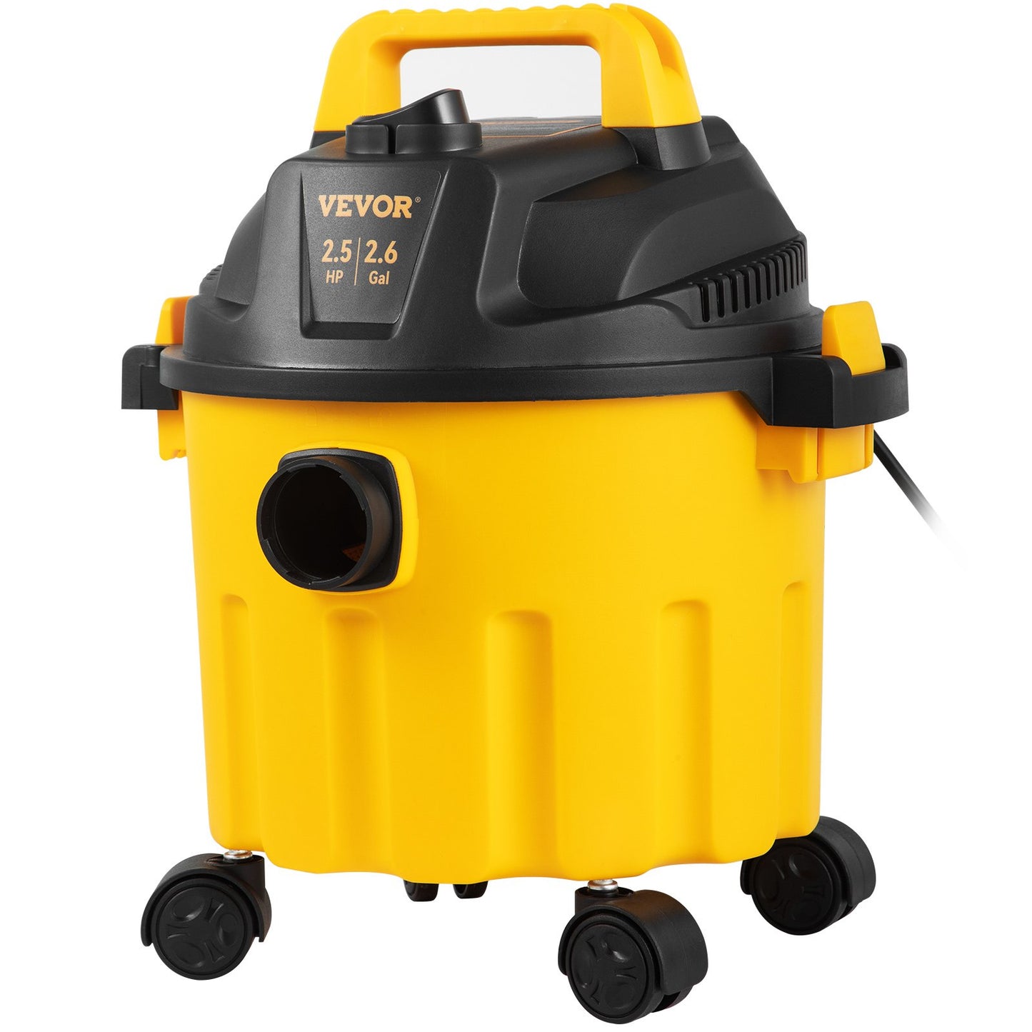 Wet Dry Vac, 2.6 Gallon, 2.5 Peak HP, 3 in 1 Portable Shop Vacuum with Blowing Function, Attachments Storage, Perfect for Cleaning Floor, Upholstery, Gap, Car, Black/Yellow, ETL Listed