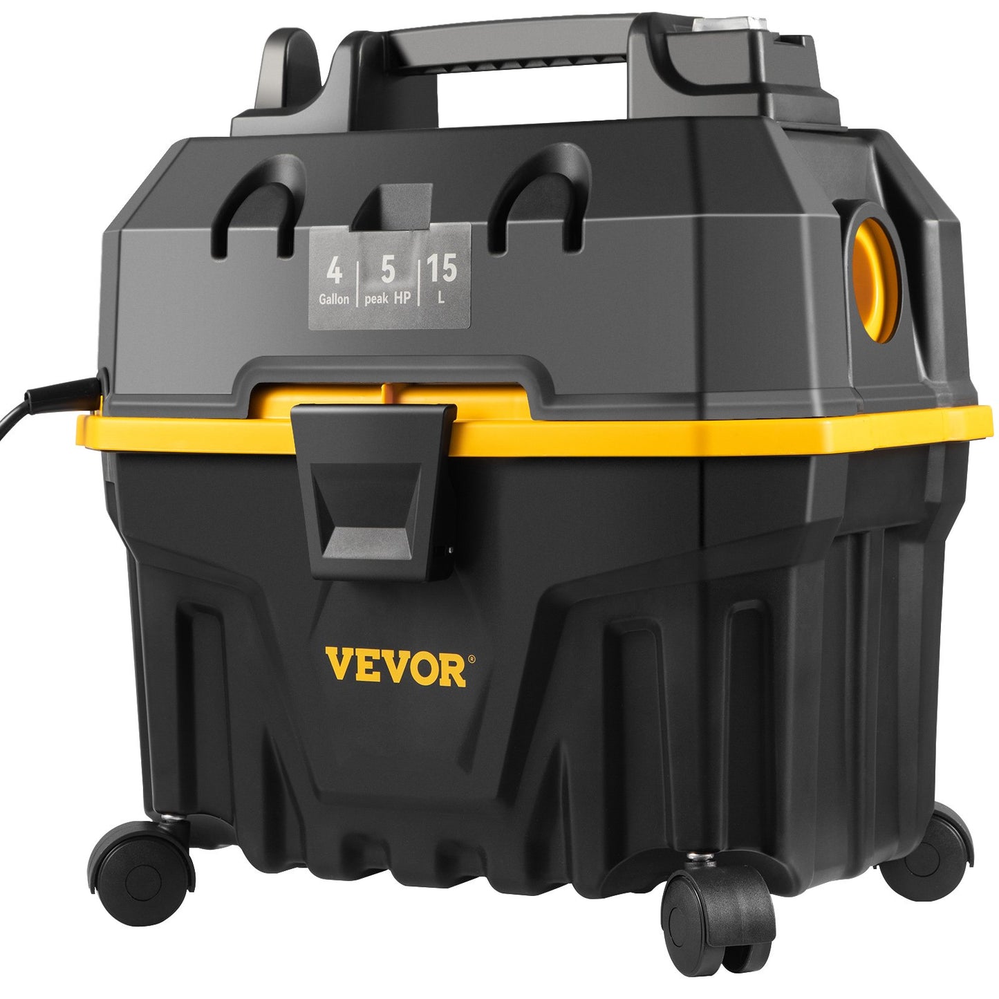 Wet Dry Vac, 4 Gallon, 5 Peak HP, 3 in 1 Shop Vacuum with Blowing Function Portable Attachments to Clean Floor, Upholstery, Gap, Car, ETL Listed, Black/Yellow