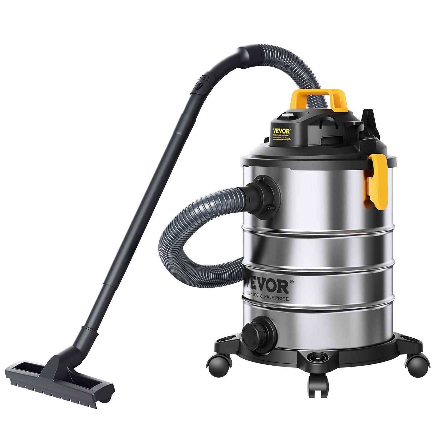 Stainless Steel Wet Dry Shop Vacuum, 8 Gallon 6 Peak HP Wet/Dry Vac, Powerful Suction with Blower Function w/ Attachment 2-in-1 Crevice Nozzle, Small Shop Vac Perfect for Carpet Debris, Pet Hair