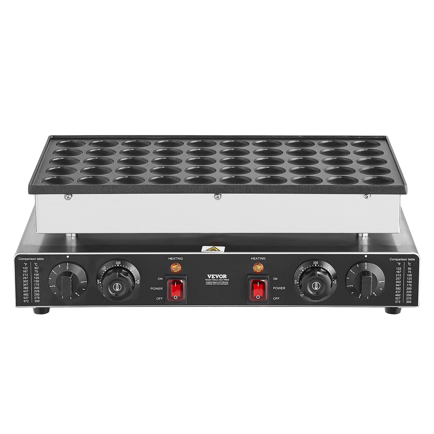 Mini Dutch Pancake Maker, 50PCS 43mm Diameter Dorayaki Baker Machine, 1700W Commercial Electric Poffertjes Grill, Non-stick Stainless Steel, Dual Temp & Time Control, for Home Kitchen Restaurant