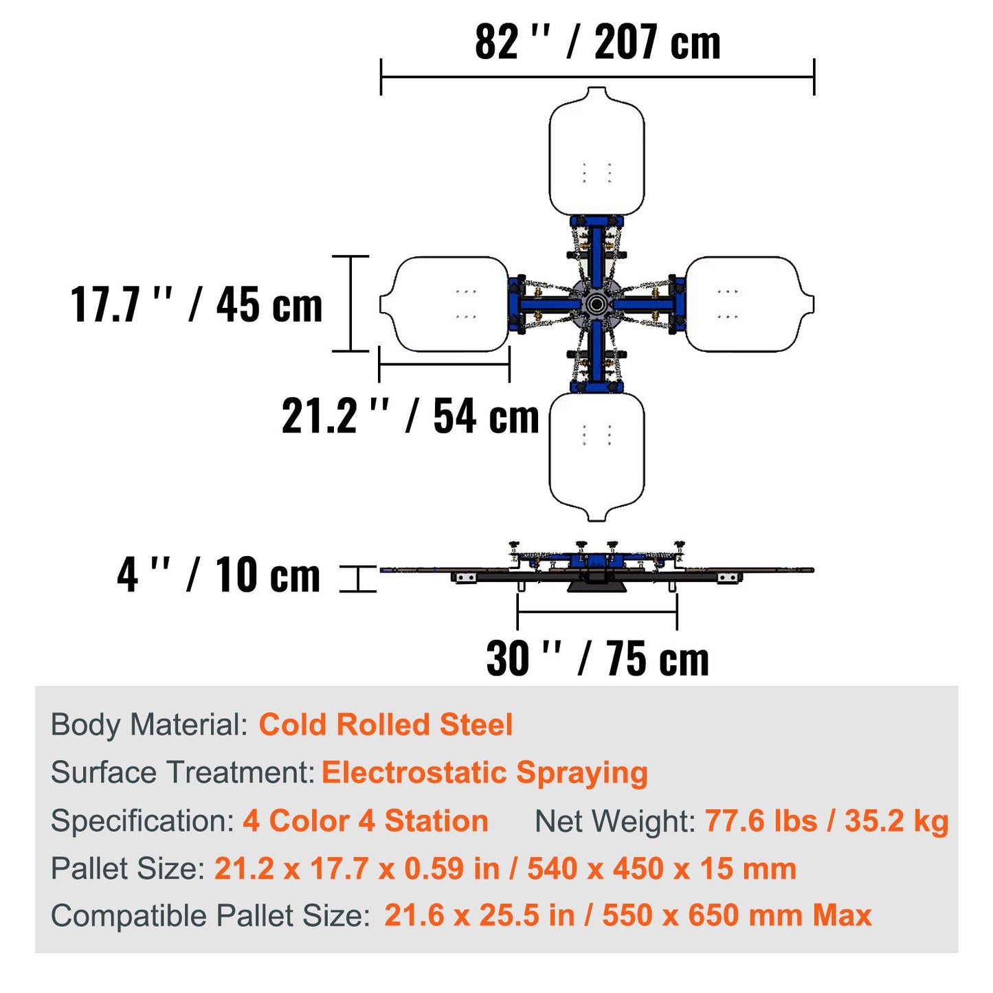 Screen Printing Machine, 4 Color 4 Station 360° Rotable Silk Screen Printing Press, 21.2x17.7in Screen Printing Press, Double-layer Positioning Pallet for T-shirt DIY Printing