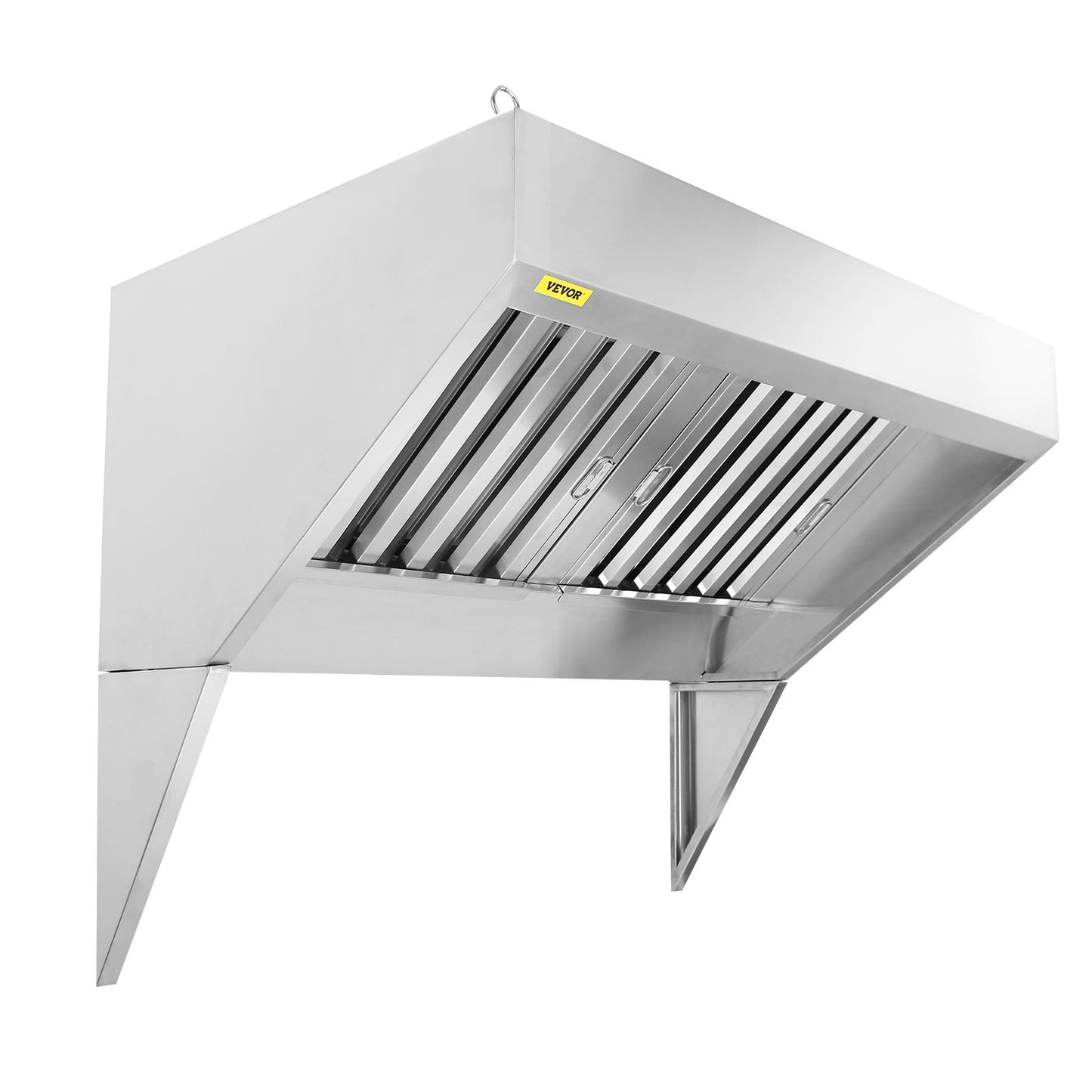 Commercial Exhaust Hood, 5FT Food Truck Hood Exhaust System, 201 Stainless Steel Concession Truck Hood with 2 Removable U-Shaped Grids Oil Filter Mesh, Rust-Resistant Vent Cover for Kitchen Restaurant