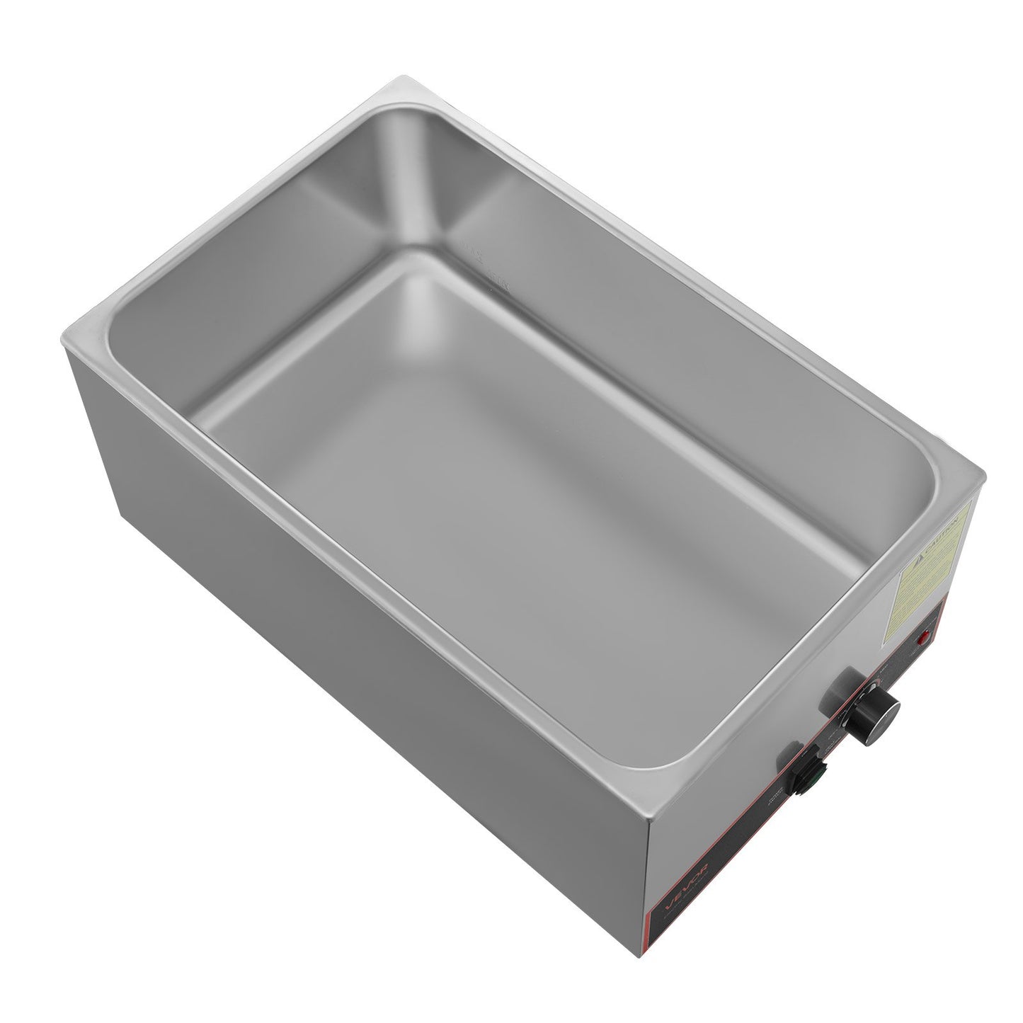 Commercial Food Warmer, 1500W Electric Stainless Steel Steam Food Warmer, Fast Heating Countertop Buffet Bain Marie with Power Cord & Divider Strip, for Catering, Restaurants, Parties, Buffets