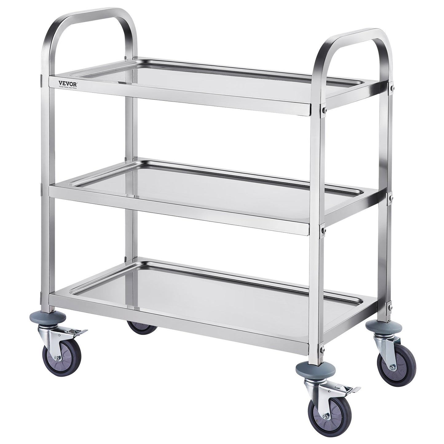 Stainless Steel Cart, 3 Layers Lab Cart 400 lbs Weight Capacity, Medical Cart with Lockable Universal Wheels, for Lab, Clinic, Kitchen, Salon