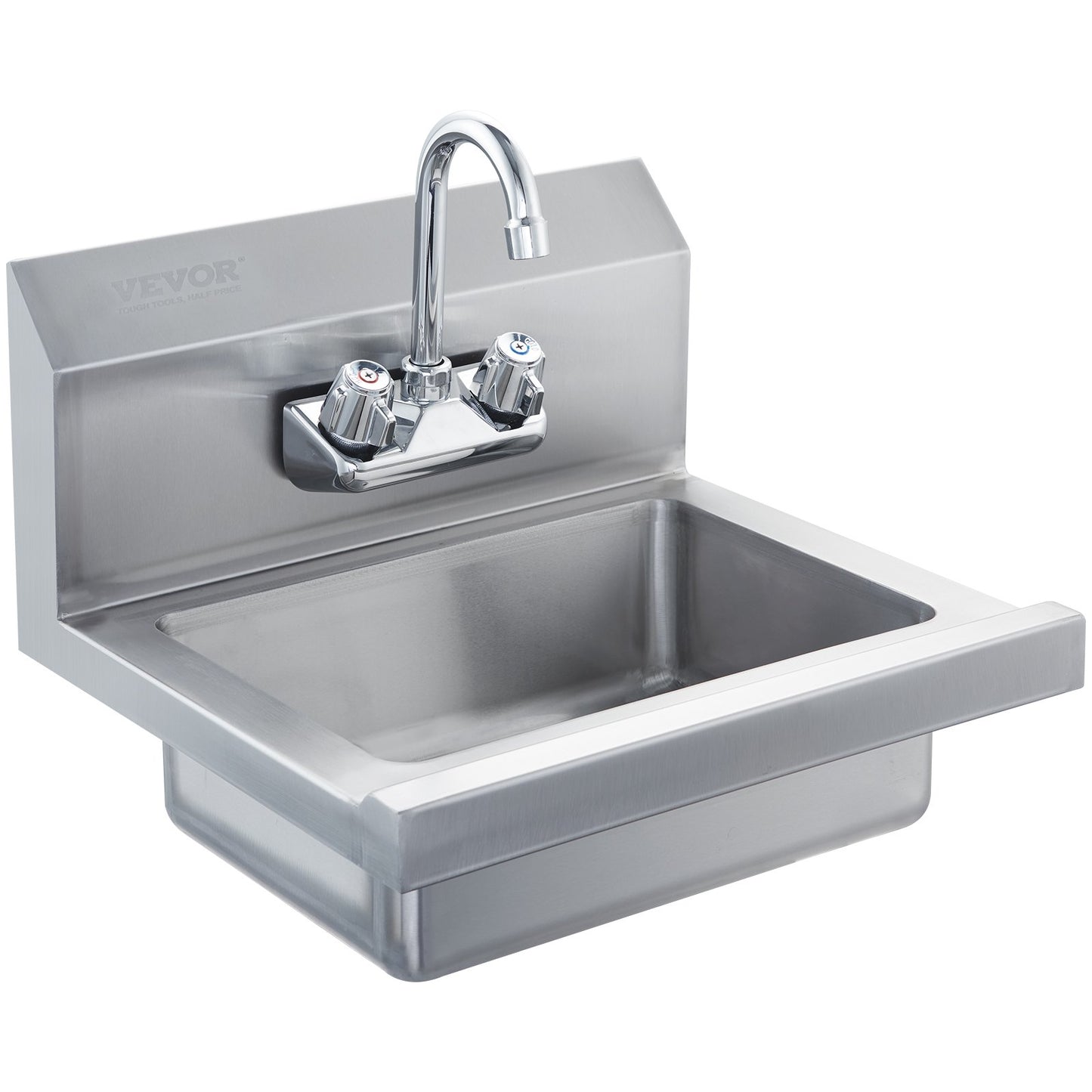 Commercial Sink with Faucet, NSF Stainless Steel Sink for Laundry, Small Hand Sink, Wall Mounted Sink, Sink for Restaurant, Kitchen, Bar, Garage and Home, 17 x 12.8 Inch