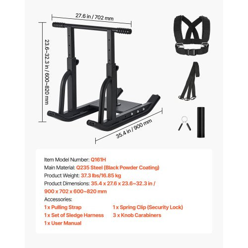 Weight Pull Push Training Fitness Strength Speed Training Sled Black | EU