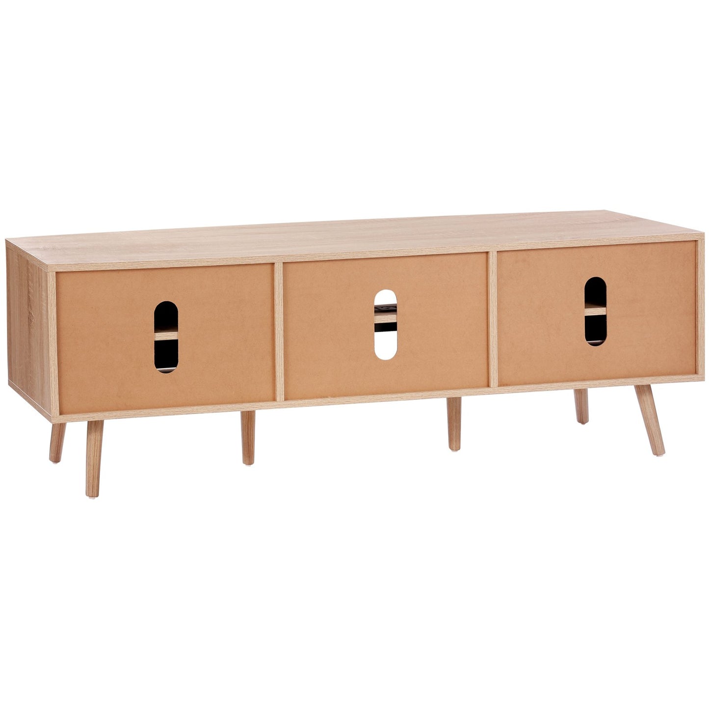 Rotting TV-bänk för 65" TV Boho TV-bänk med inbyggt uttag Ek