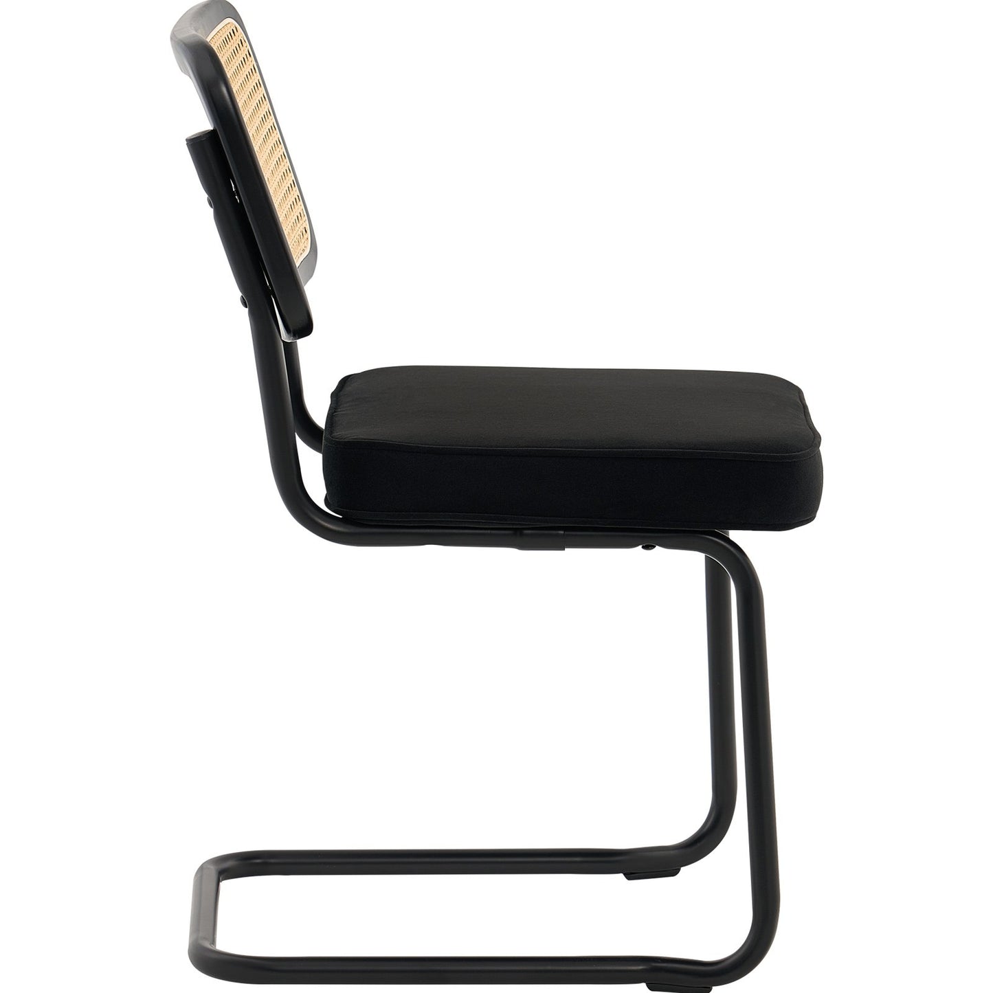 Rattan Dining Chairs Set of 2, Mid Century Modern Dining Chair, Upholstered Velvet Accent Chair with Rattan Back, Retro Dining Room Kitchen Chair for Living Room, Bedroom, Office (18.1 Inch)