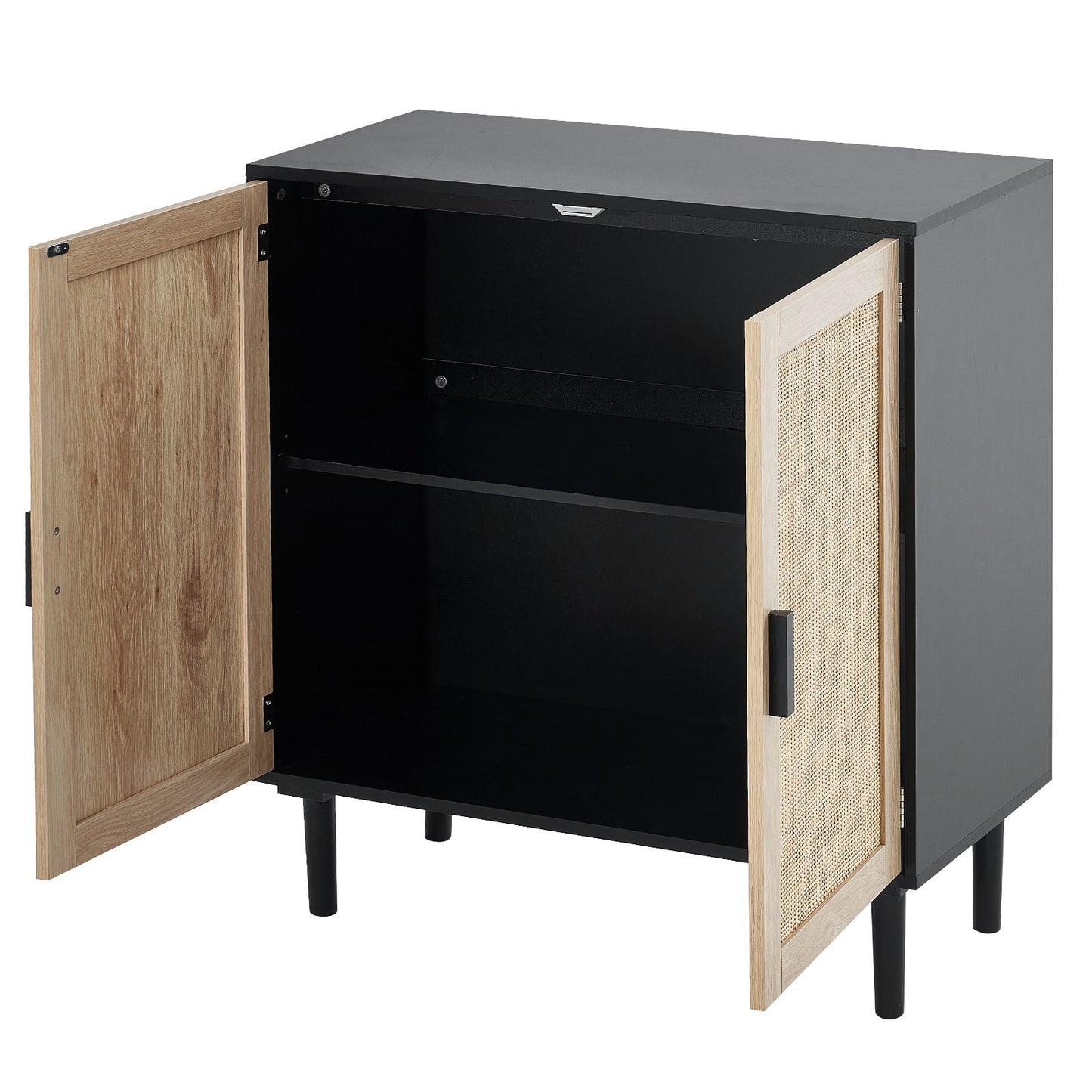 Rotting Skåp Förvaring med 2 magnetiska dörrar och justerbara hyllor Svart