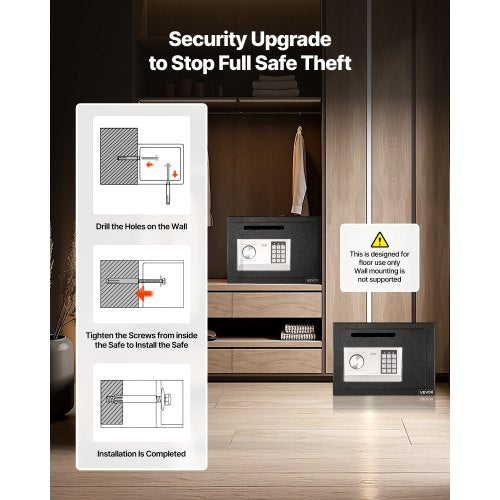 0,6 kubikfot kassaskåp, kassaskåp med lösenord och vred, kraftigt kompakt kassaskåp med lås framtill för kontanter, bankkvitton, smycken, dokument, sedlar, svart | EU