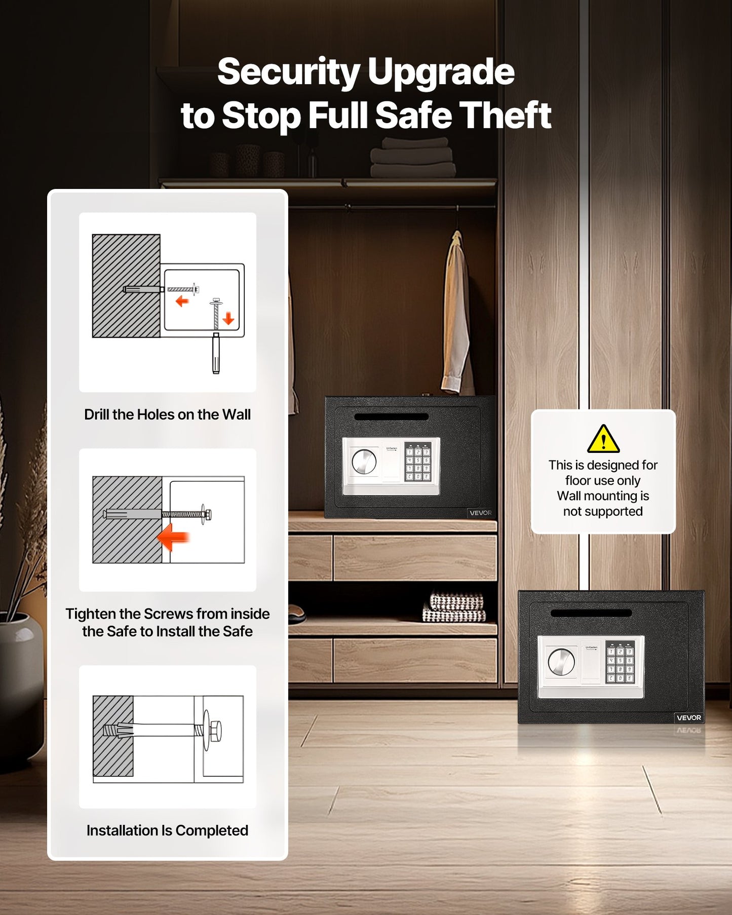 0.6 Cubic Feet Drop Safe, Drop Slot Safe Box with Password and Turn Knob, Heavy Duty Compact Cash Depository Box with a Front Lock Slot for Cash, Bank Slips, Jewelry, Documents, Bills, Black