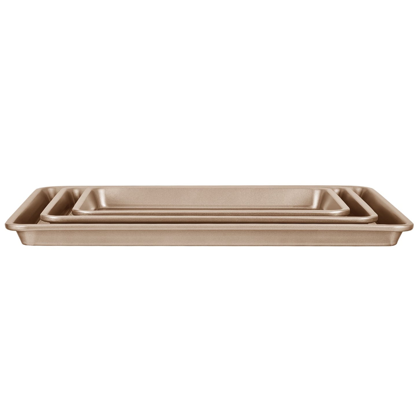 Backblech-Set 3-teilig Antihaft-Carbonstahl-Set mit Silikongriff