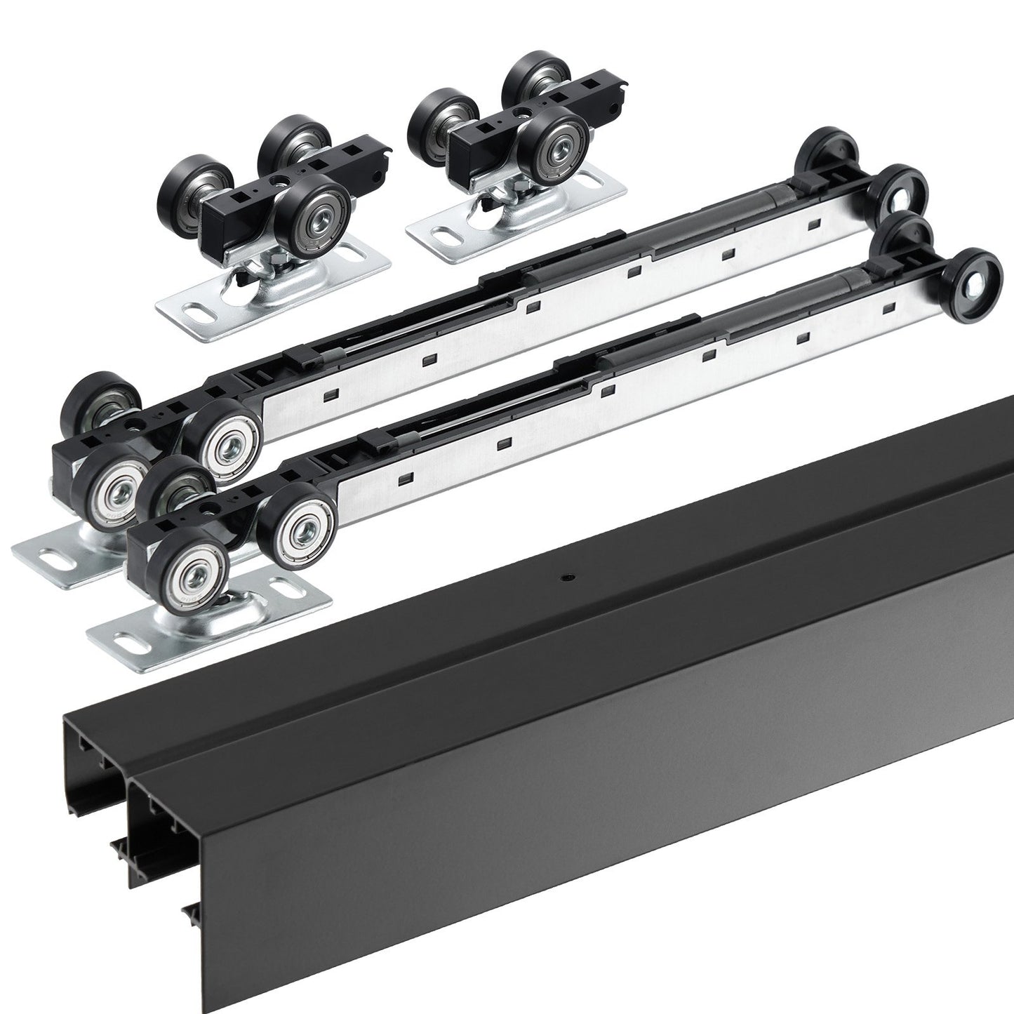 Bypass-Türbeschläge, 8 Fuß Bypass-Schranktürschienen-Set für 2-Tür-System