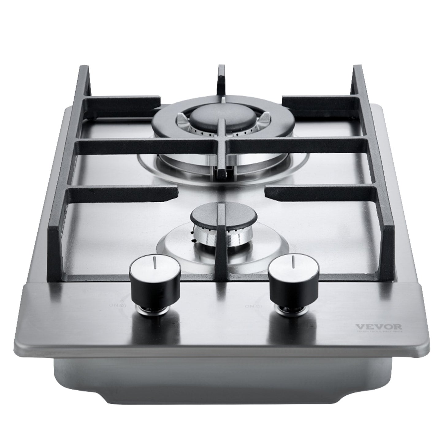 Gas Cooktop 12 inch, Max 12250BTU 2 Burners Built-in Stainless Steel Gas Stove Top, LPG/NG Convertible Dual Fuel Natural Gas Hob with Thermocouple Protection for Outdoor, Kitchen, Camping, RV