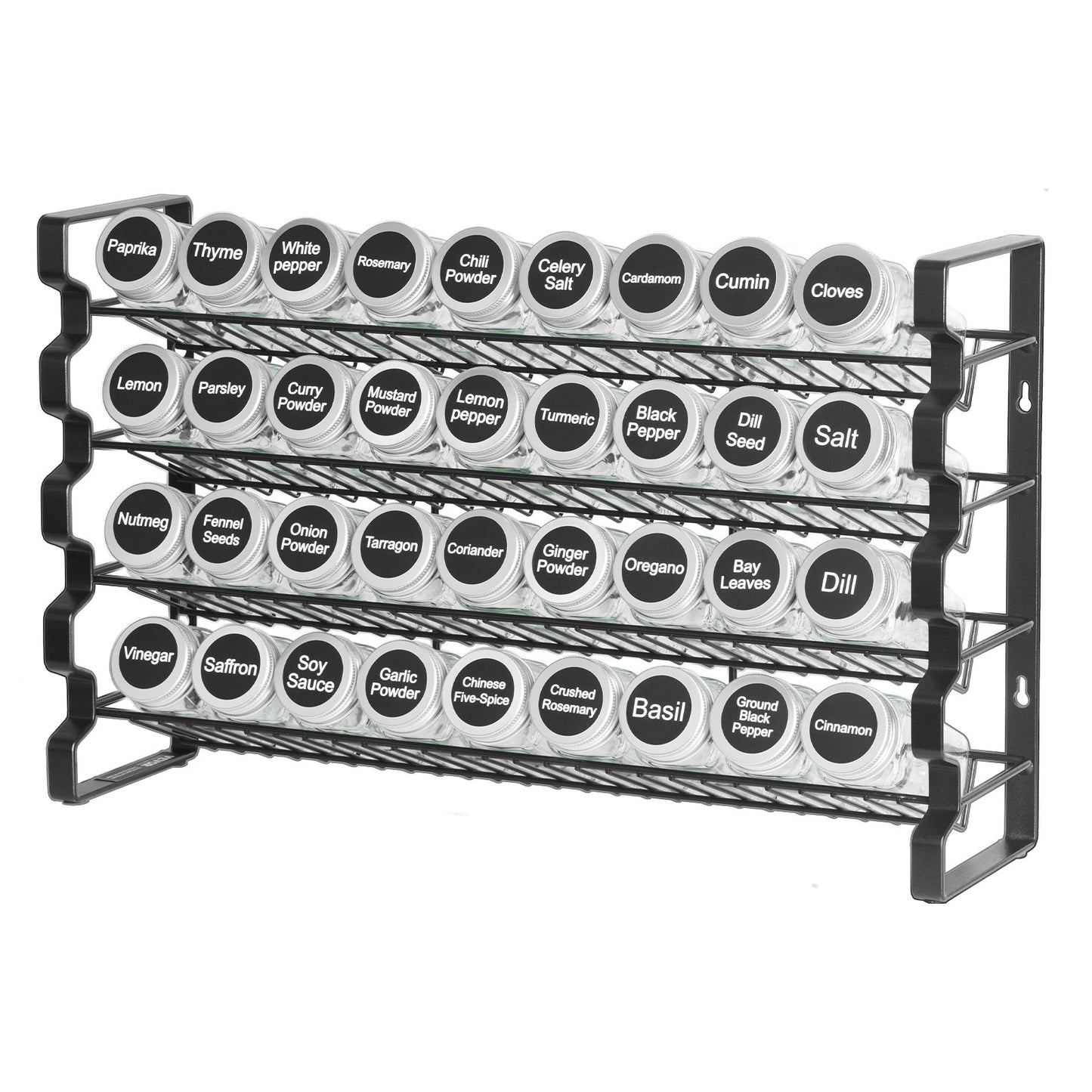 Spice Rack Organizer for Cabinet, Spice Organizer with 36 Empty Spice Jars, Lids, Spice Labels, and Funnel Complete Set, Seasoning Organizer for Countertop, Kitchen, Pantry, Cupboard, 18x11 in
