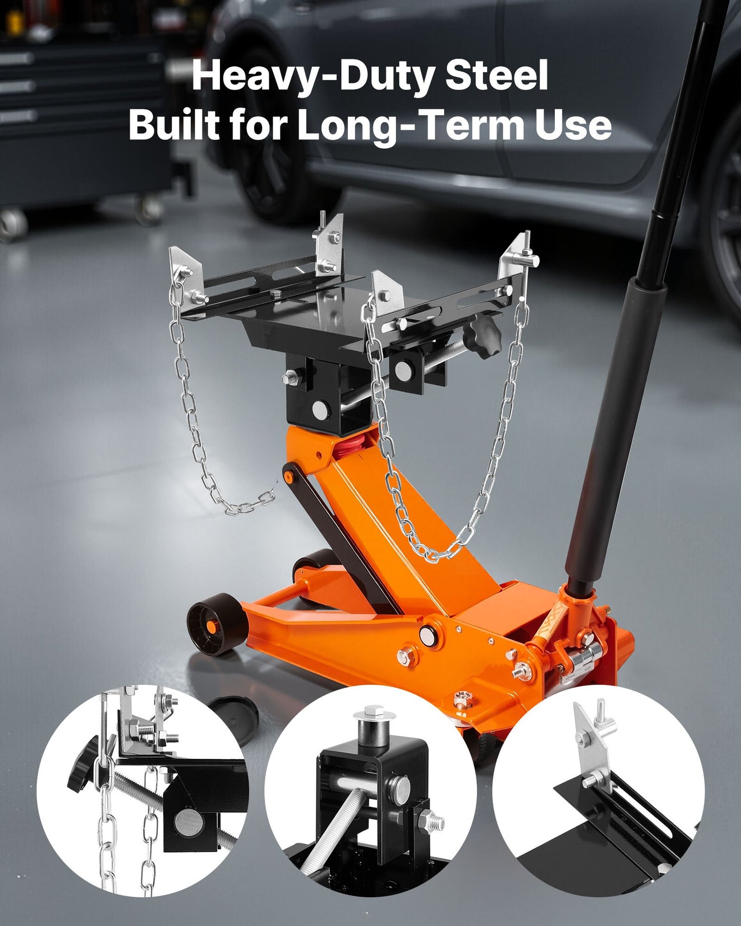Transmission Jack Adapter, 1100 lbs / 0.5 Ton Load Capacity Automotive Transmission Lift Adapter, Heavy-Duty Steel, for Floor Jack with 1-1/5 in Detachable Saddle Shaft, for Garage, Repair Shop
