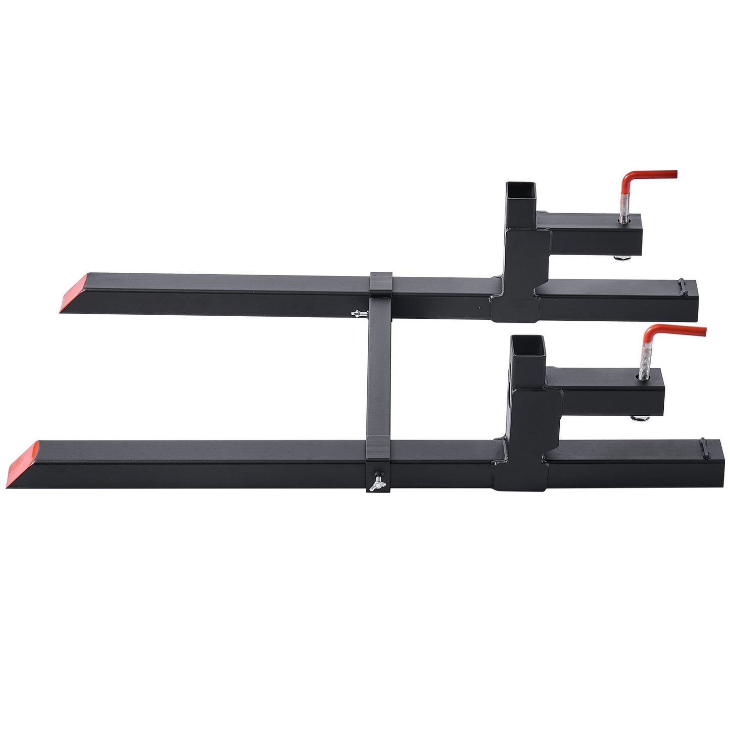 Pallet Forks, 2000 lbs Clamp on Pallet Forks, 43-Inch Total Length Heavy-Duty Tractor Fork with Adjustable Stabilizer Bar for Tractor Attachments, Loader Bucket, and Skid Steer, Black