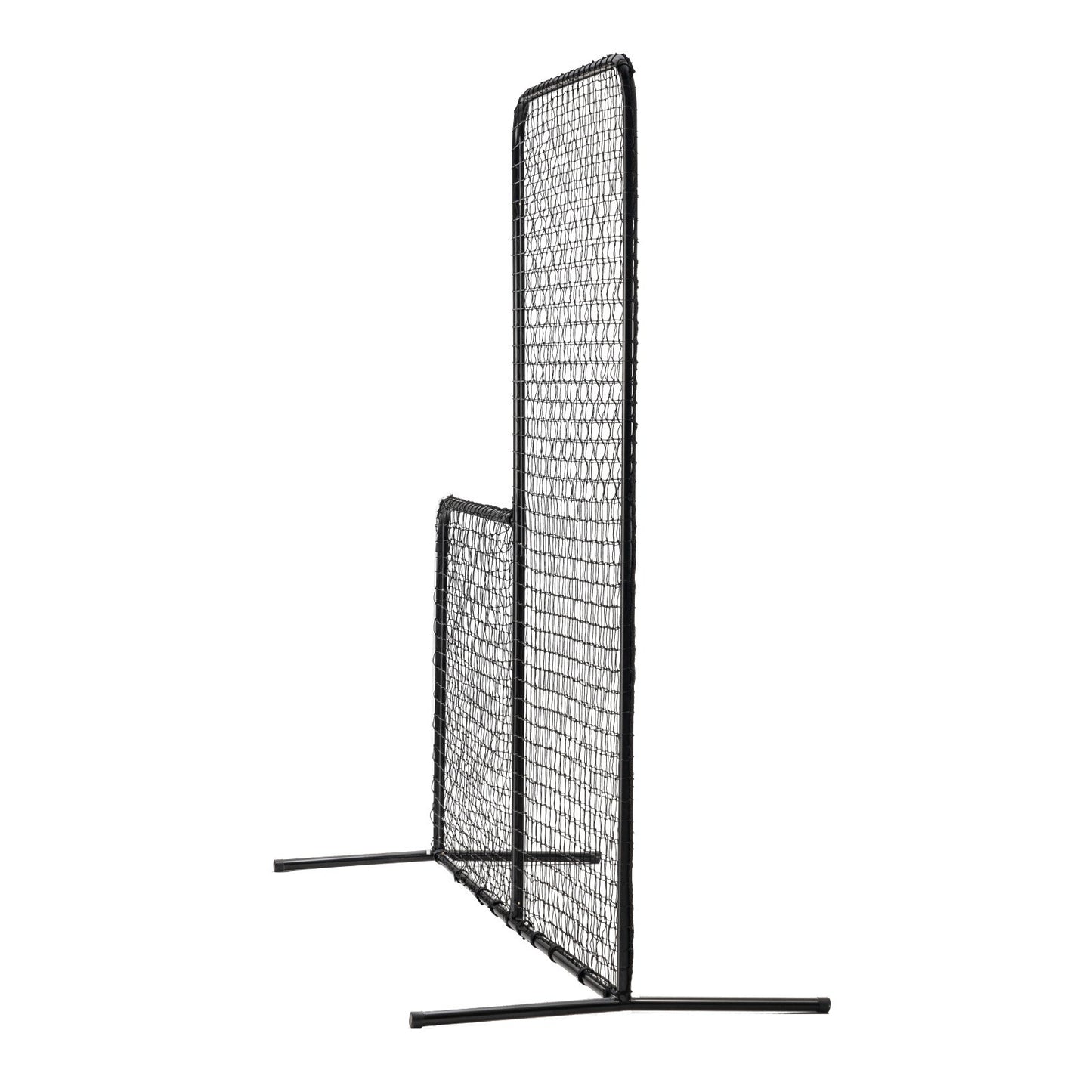 L-Screen-Baseball für Schlagkäfig, 2,1 x 2,1 m großer Baseball-Softball-Sicherheitsscreen, tragbarer Schlagscreen mit Körperschutz, Tragetasche und Bodenpfählen, robustes Pitching-Netz zum Schutz der Pitcher