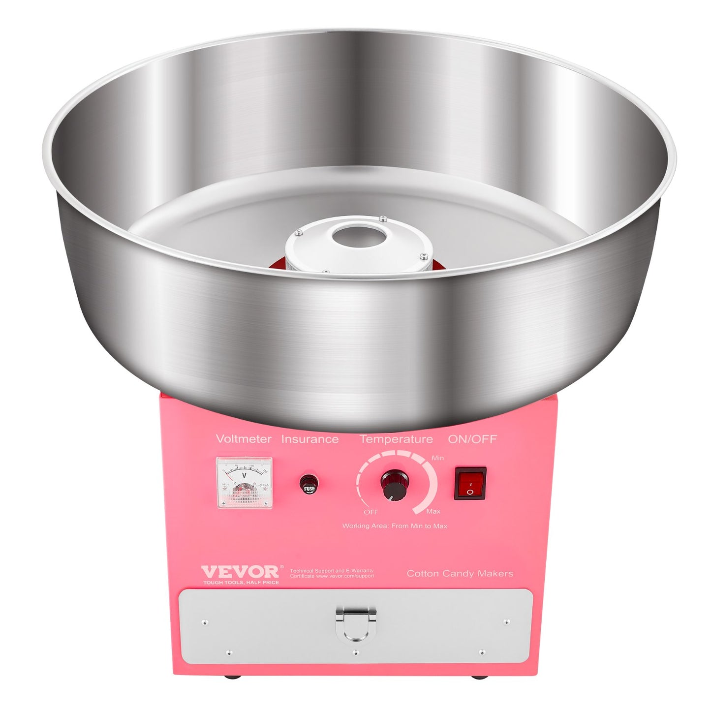 Electric Cotton Candy Machine, 1000W Commercial Candy Floss Maker with 20.5 in Stainless Steel Bowl, Sugar Scoop, and Drawer, Easy Home Use, Perfect for Kids Birthday, Family Party, Pink