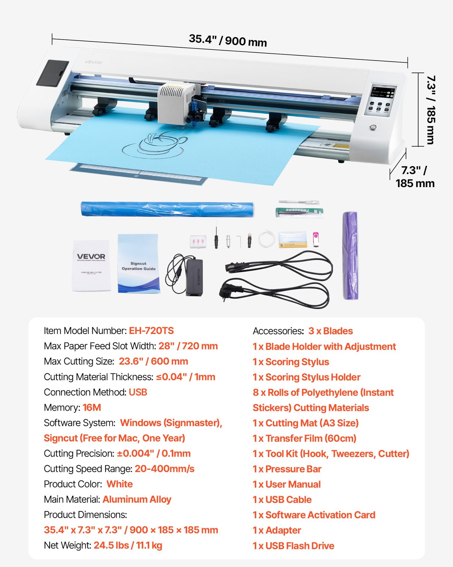 Cutting Machine, Automatic Edge Detection Vinyl Cutter Machine with Two Types of Blades, Design Software and Materials, Compatible with Multiple File Formats, for Creating Customized DIY Crafts