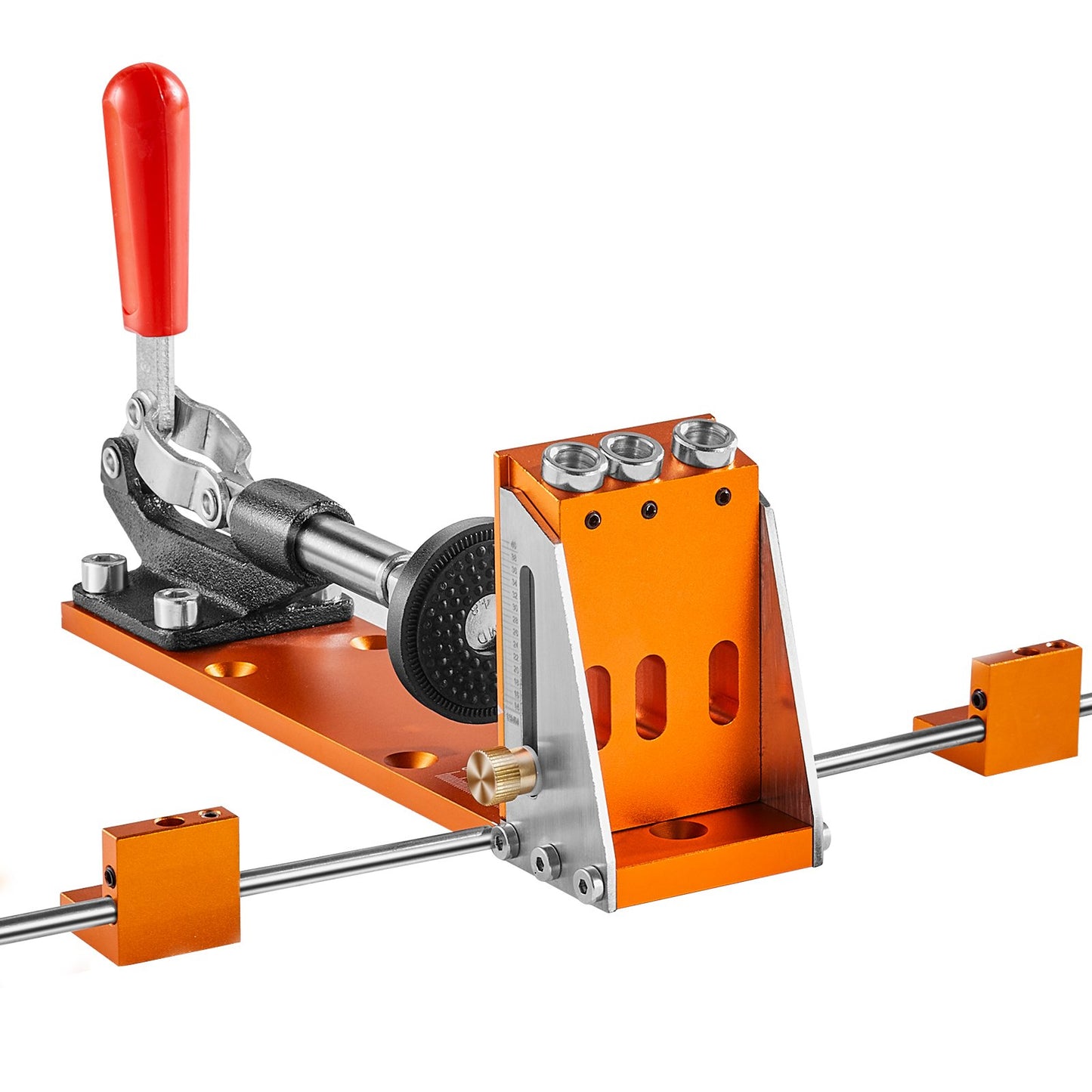 Pocket Hole Jig Kit, 34 Pcs Pocket Hole Jig System with 11" C-clamp, Fixture, Step Drills, Wrenches, Drill Stop Rings, Square Drive Bits, Toolbox, Adjustable, for DIY Carpentry Projects