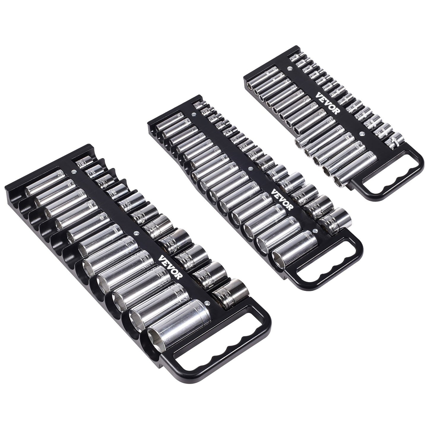 Tragbares Steckschlüssel-Organizer-Set, 3-teilig, 76-Clip-Magnetsteckschlüssel-Ablage, metrisch/SAE