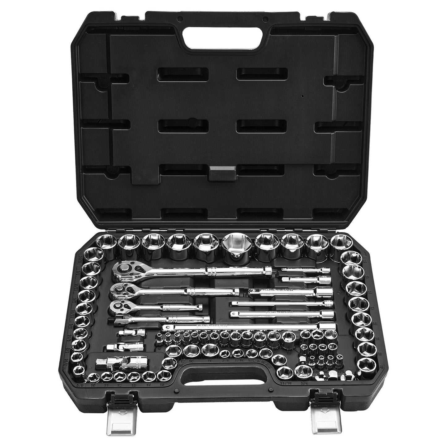 Socket Set, 86 Pieces, 3/8 & 1/4 & 1/2 inch Drive Socket and Ratchet Set, SAE and Metric, Mechanic Tool Kit with Ratchet Wrench, Accessories and Storage Case, CR-V Alloy Steel, for Auto Repair