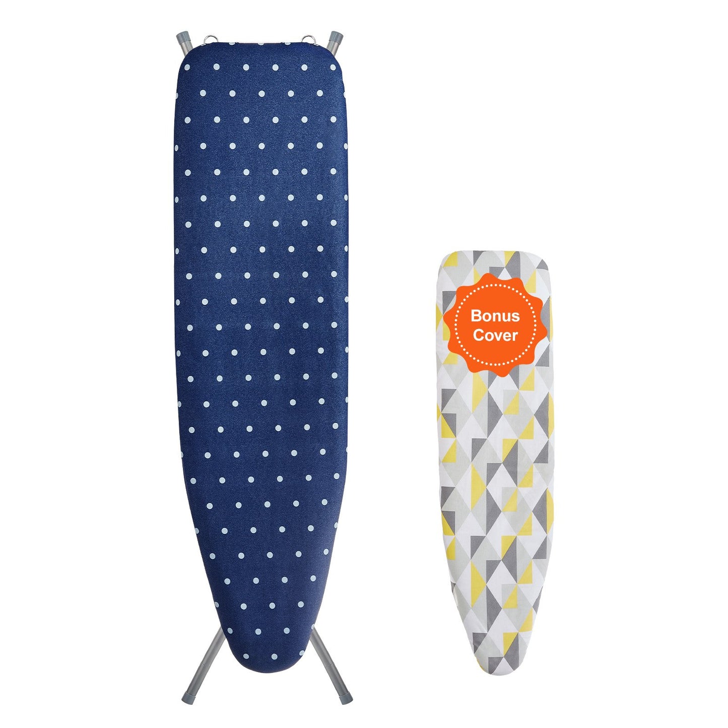 Ironing Board with Bottom Storage Tray, Thickened 4 Layers Iron Board with Heat Resistant Cover and 100% Cotton Cover, 10 Adjustable Heights Ironing Board for Home Laundry Room Use (Size 55x15)