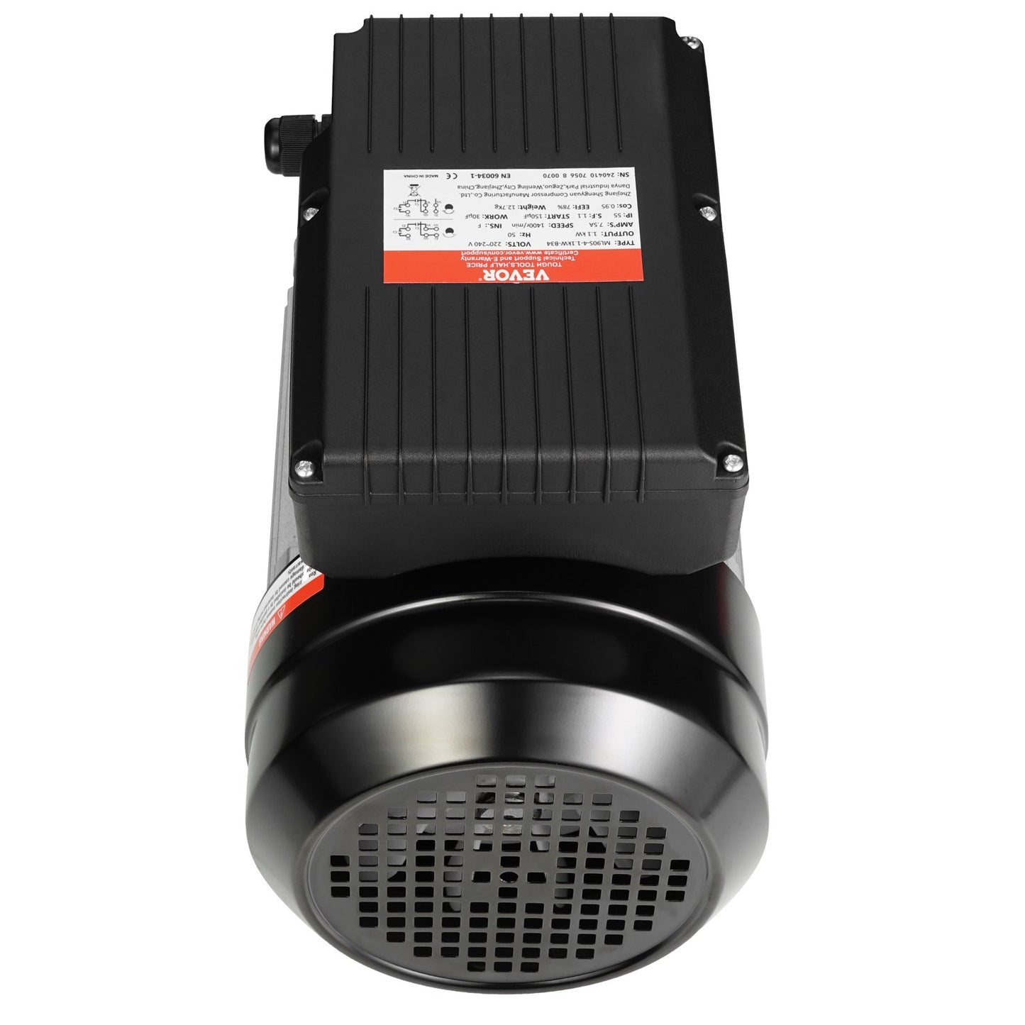 1.1KW electric motor 1400 rpm AC 220~240V 7.5A 1-phase 24 mm spline shaft