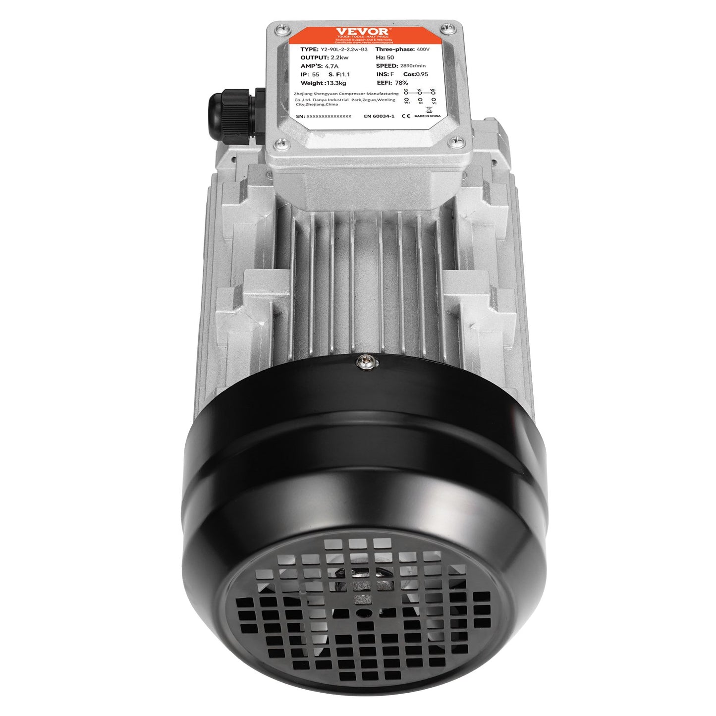 2,2 kW Elektromotor 2890 U/min Wechselstrom 400 V 50 Hz 4,7 A 3-phasig 24 mm Keilwelle