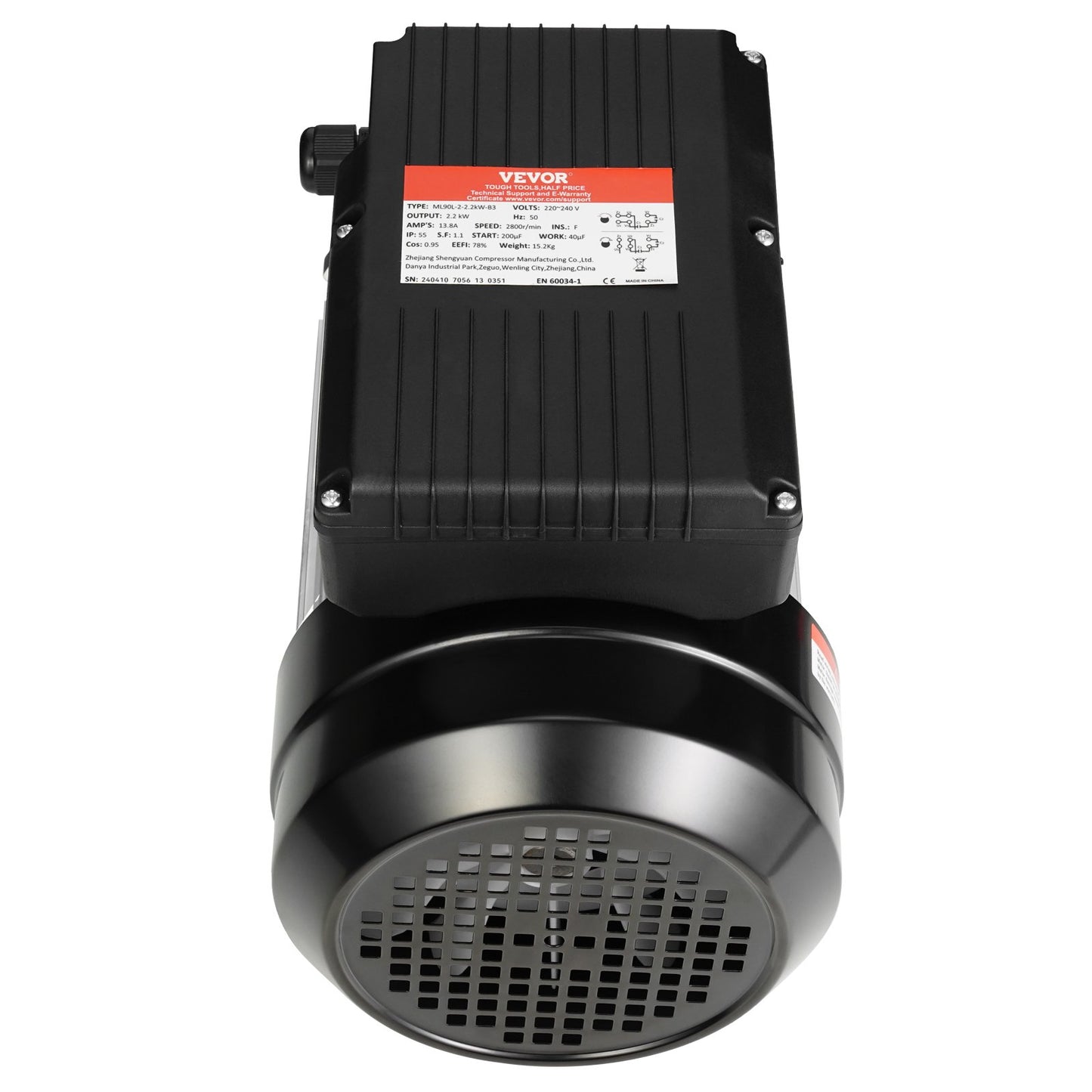 2,2 kW Elektromotor 2800 U/min AC 220~240 V 13,8 A 1-phasig 24 mm Keilwelle