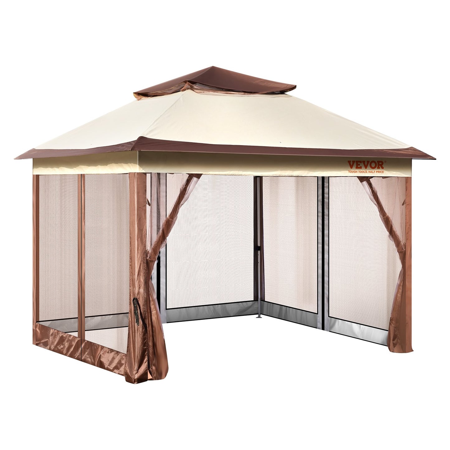 Patio Gazebo, 11 x 11 FT Pop up Gazebo for 8-10 People, with Mosquito Net, Metal Frame and PU Coated 250D Oxford Cloth, Outdoor Roof Cover for Patio, Backyard, Lawn, Garden, Deck
