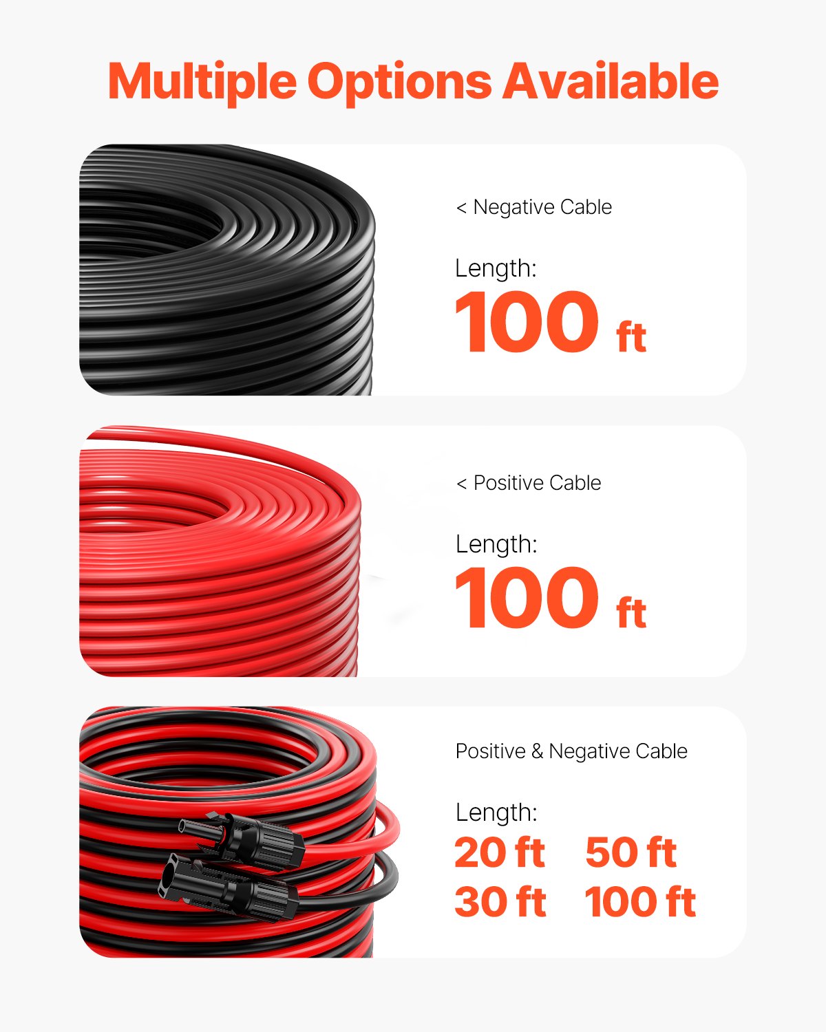100FT Solar Panel Extension Cable, 10AWG Solar Extension Cable Wire with Female & Male Waterproof Connectors, 6mm² PV Cable for Home, Ship and RV Solar Panels, 100FT Black + 100FT Red (Set of 2)