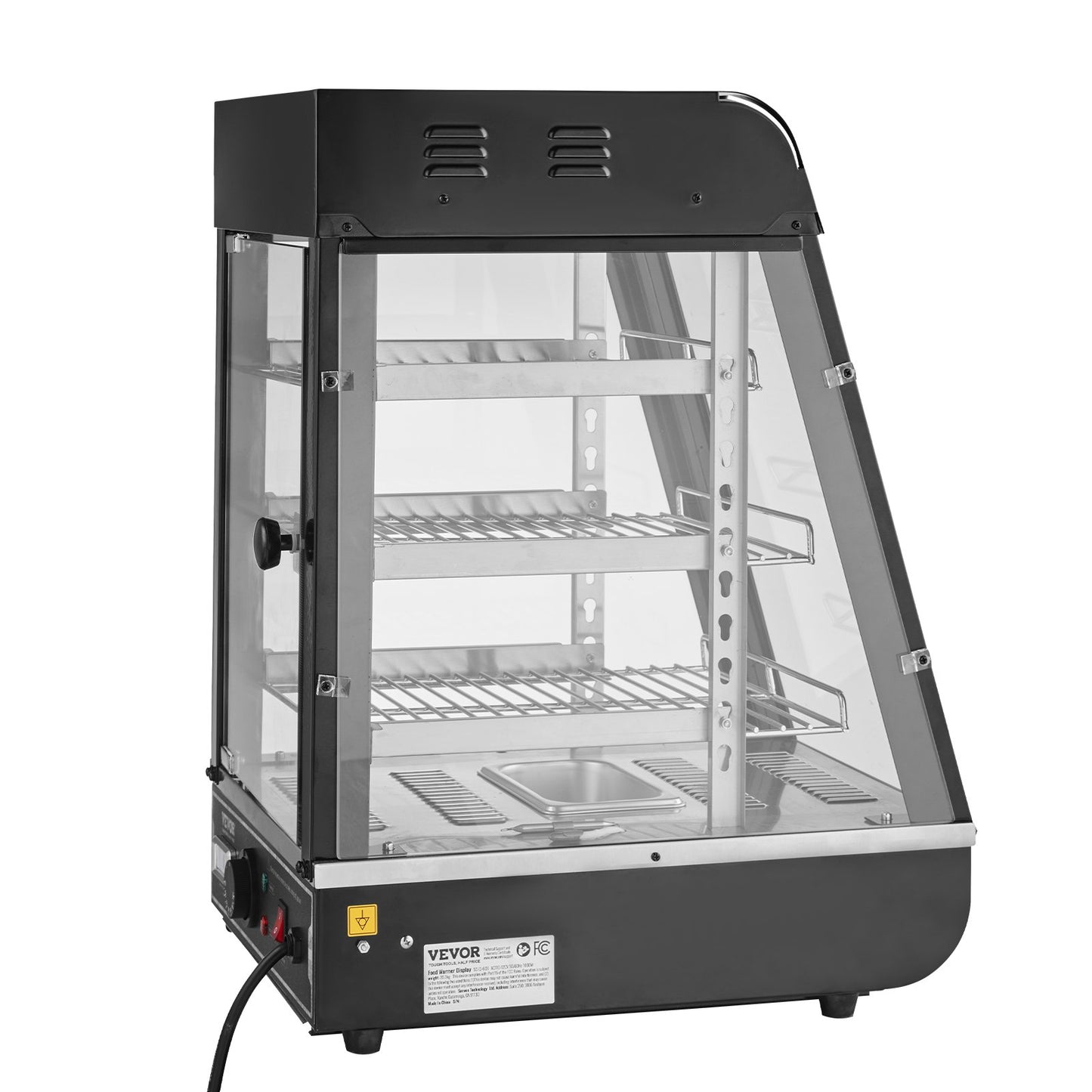 3-Tier Commercial Food Warmer Display Countertop Pizza Cabinet with Light