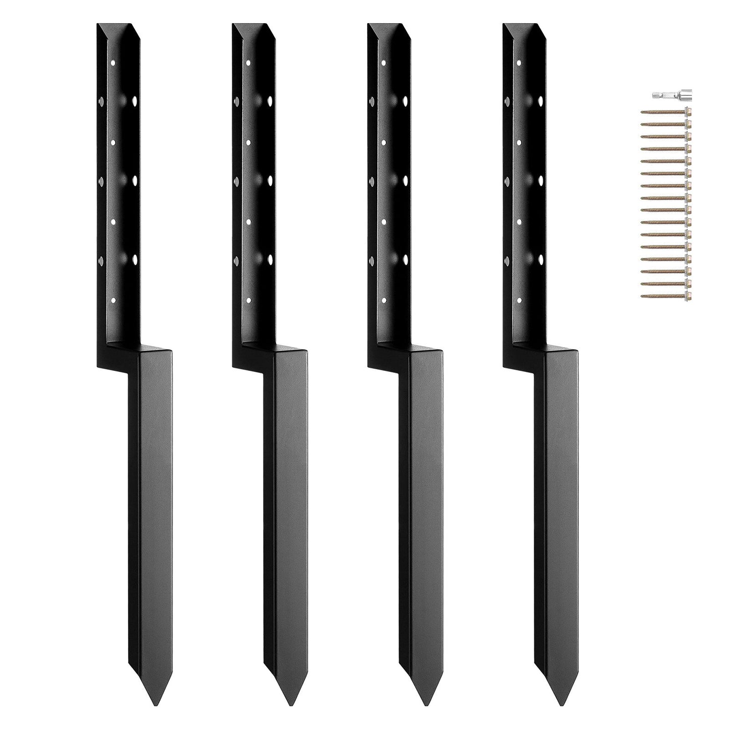 Fence Post Anchor Repair Kit, 4-Pack Inner Diameter 2 x2 Inches Heavy Duty Fence Post Support Posts, Anchor Ground Spike for Repairing Tilted, Broken Wooden Fence Post