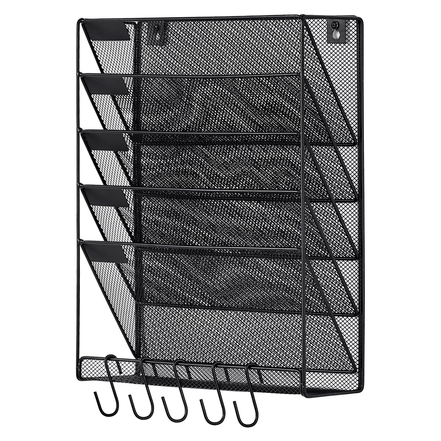 File Wall Rack Mesh Wall File Holder 1-Piece 6 Pockets for Office/School