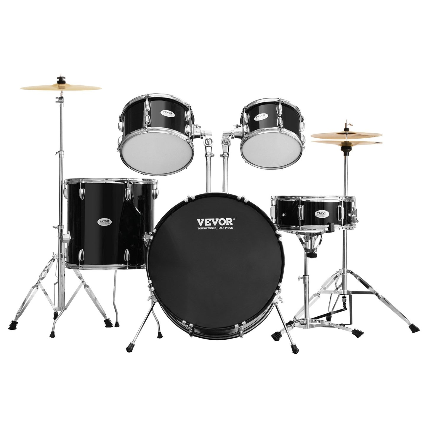 Adult Drum Set 5-Piece 22 in Complete Full Size Drum Set with Throne Stand