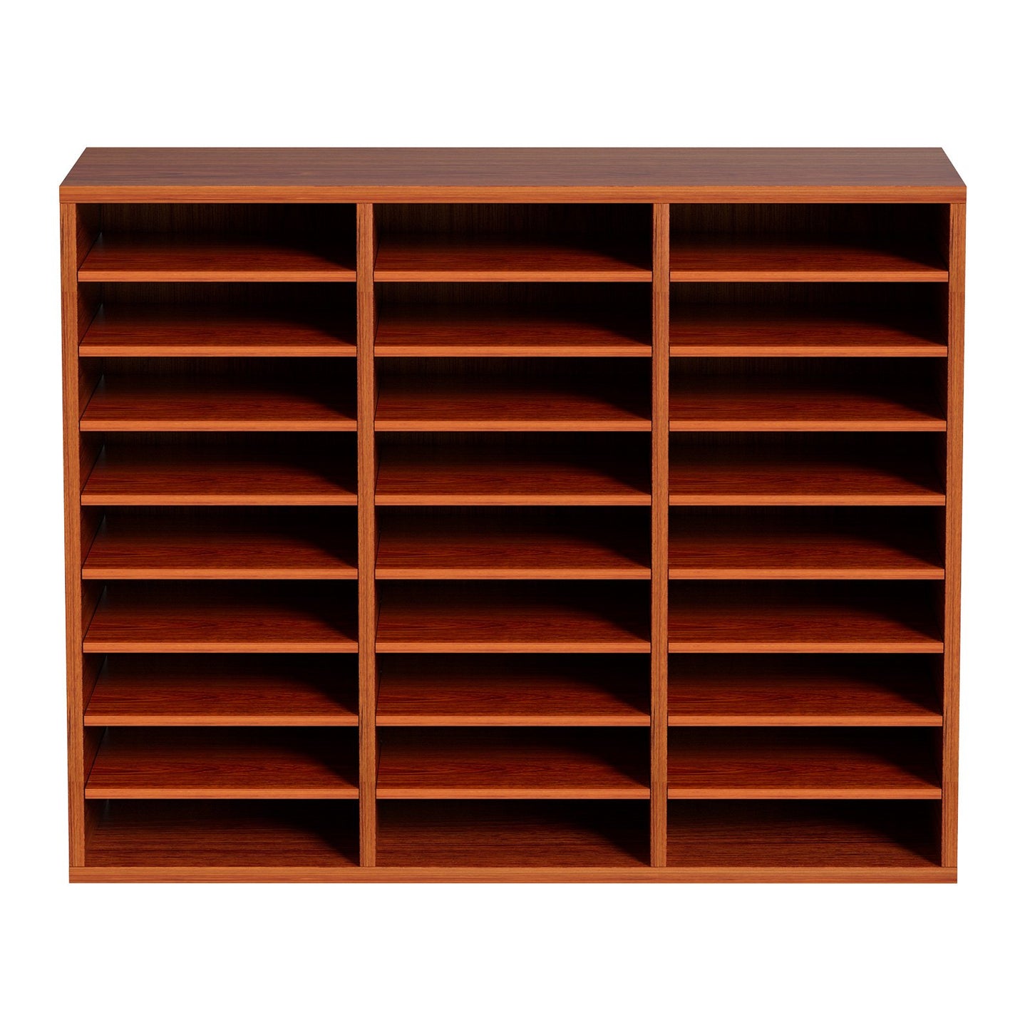 27 Compartments Wood Literature Organizer, Adjustable Shelves, Medium Density Fiberboard Mail Center, Office Home School Storage for Files, Documents, Papers, Magazines, Brown