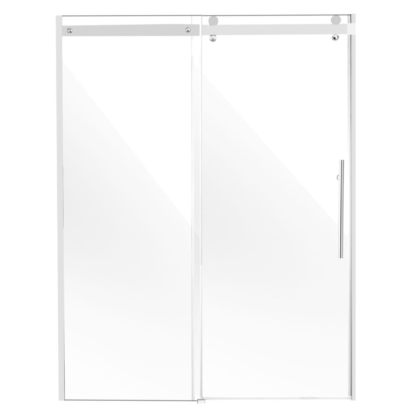 Frameless Shower Door, 58-59 W x 75 H in, Shower Sliding Glass Door with 5/16 in(8mm) Clear SGCC Tempered Glass, Waterproof Shatterproof NANO Stainproof with Stainless Steel Hardware, Chrome