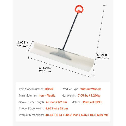 Schneeschieber aus Kunststoff, 48 Zoll, Hochleistungs-Winterschneepflug für Einfahrten | EU