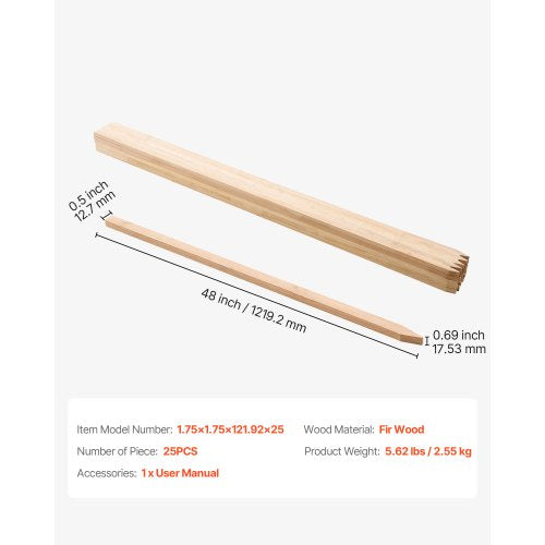 Trädgårdsstänger, 25 st 17,53×12,7×1219,2 mm, Jordstänger med vass spets, Stödstänger för granplantor, Skyltstolpar för Staket, Gräsgränser | EU