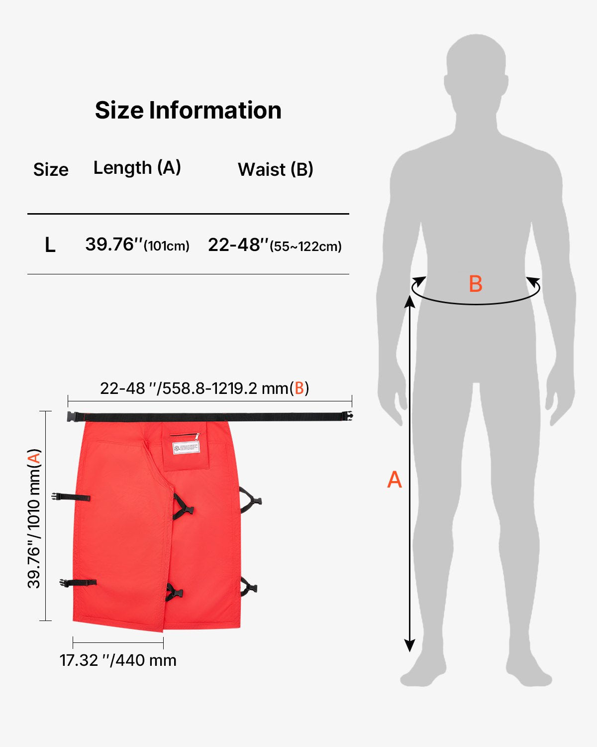 Apron Style Chainsaw Chaps, Class C, 8 Layers Chainsaw Pants with Adjustable Belt & Gear Pocket, Chain Saw Chaps for Men/Women, Chainsaw Safety Equipment for Loggers Forest Workers, Large