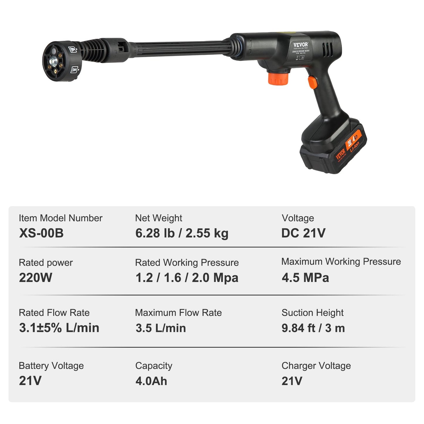 Cordless Pressure Washer, 652-PSI 1.0 GPM Portable Power Cleaner, Handheld High-Pressure Car Washer Gun with 4.0Ah Battery, Charger, 6-in-1 Nozzle, for Home/Floor Cleaning & Watering