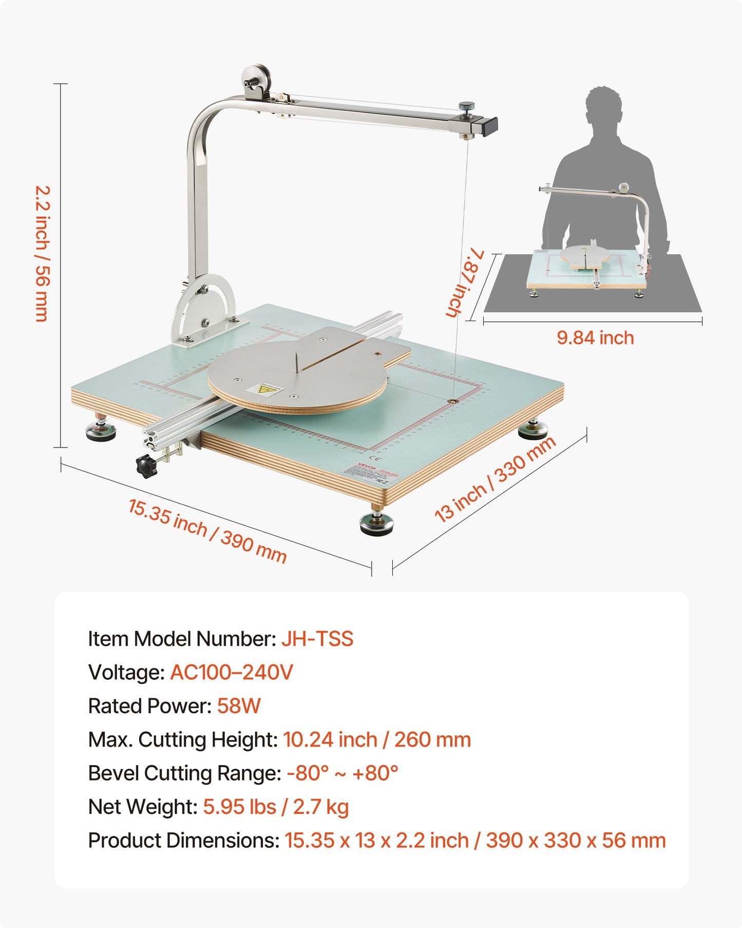 Hot Wire Foam Cutter, 58W Electric Styrofoam Cutter with Variable Temperature Control, Portable Tabletop Cutting Tool with 10.24" Max. Cutting Thickness for Foam, KT Board, Low-Density Sponge