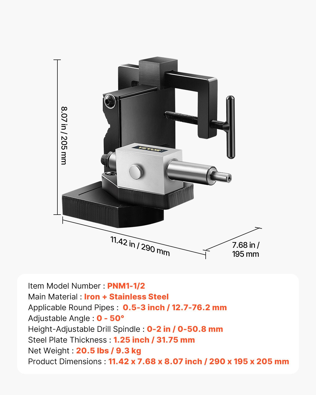 Pipe Tube Notcher, 1/2 to 3-inch Tubing Notcher with 0 to 50° Adjustable Angle, Pipe and Tube Notching Tool for Repair Shops, Home Projects, Metalworking