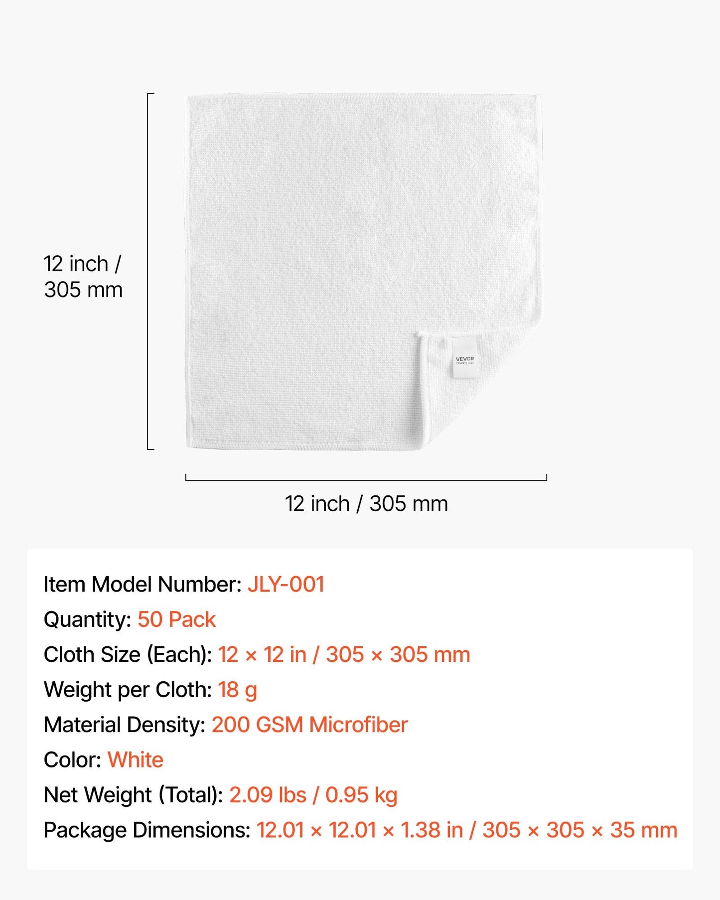 50 Pack White Microfiber Cleaning Cloth, 12 x 12 in Premium Microfiber Towels, Lint-Free and Scratch-Free, Absorbent Cleaning Rags for Car, Household, Kitchen, Window, SPA, Hotel & Bathroom