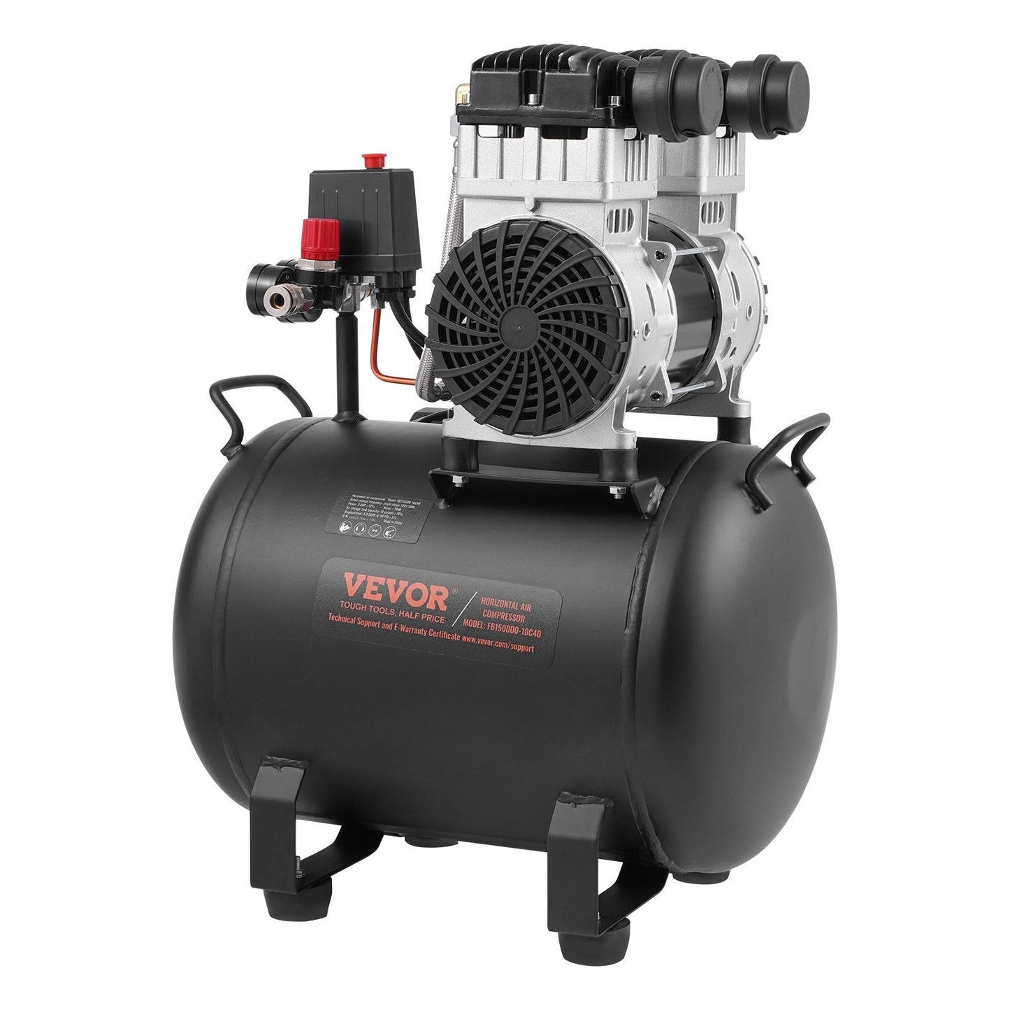 Air Compressor, 10 Gallon Steel Tank, 2HP 5.3 CFM@90 PSI Oil Free Air Compressor & Max. 125PSI Pressure, 78dB Ultra Quiet Portable Compressor, for Auto Repair, Tire Inflation, Spray Painting