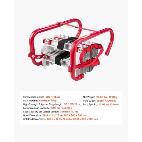 Fire escape ladder 5-6 floors 50FT retractable emergency safety ladder | EU